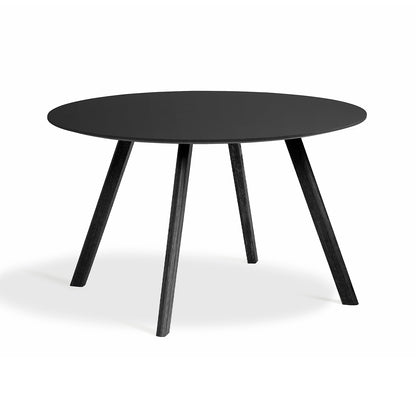 Copenhague Round Dining Table CPH25 by HAY - D120 cm / Black Linoleum Tabletop / Black Lacquered Oak Base