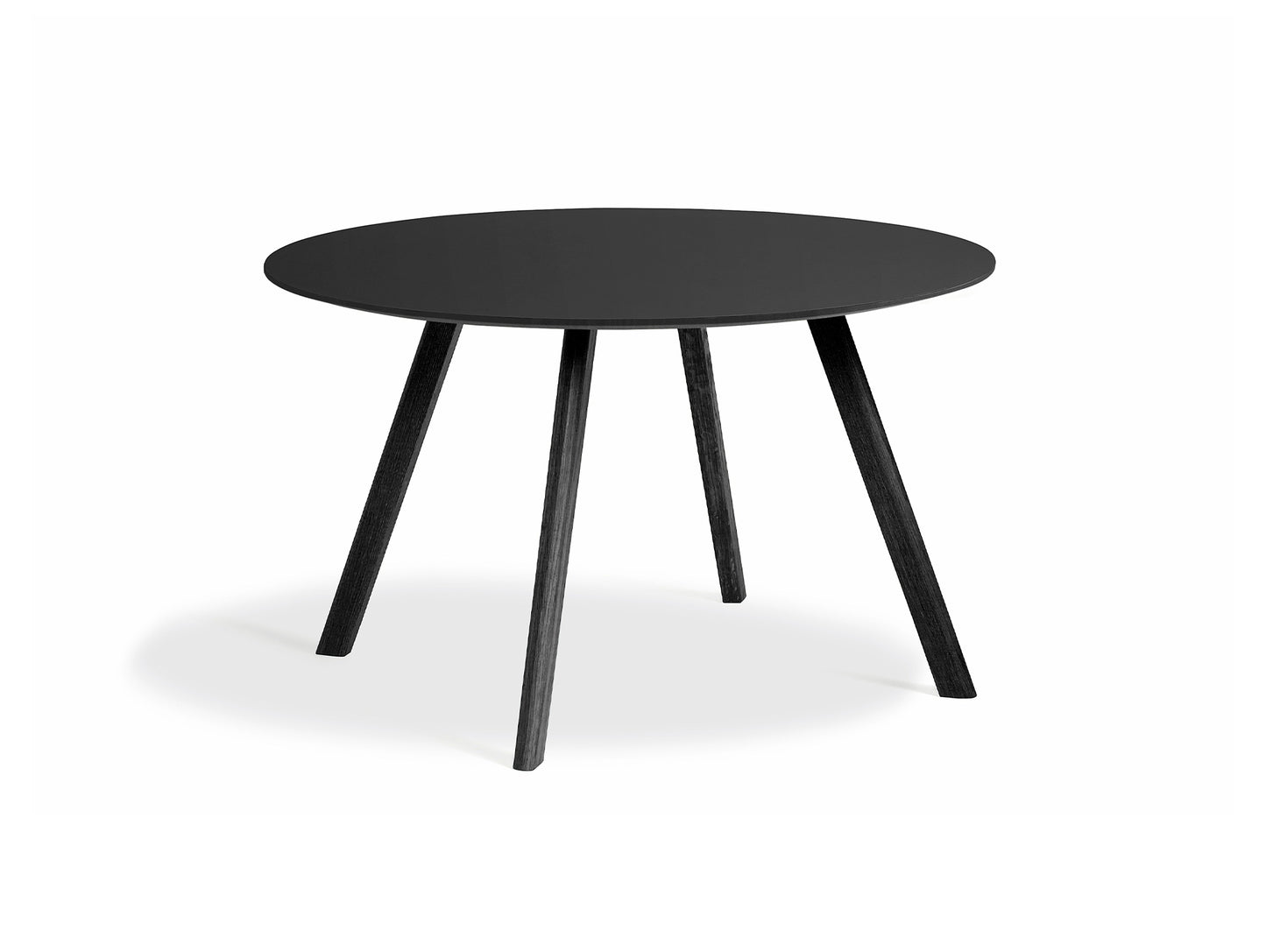 Copenhague Round Dining Table CPH25 by HAY - D120 cm / Black Linoleum Tabletop / Black Lacquered Oak Base