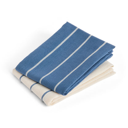 Outdoor Market Tea Towel by HAY - Blue with Beige Stripe