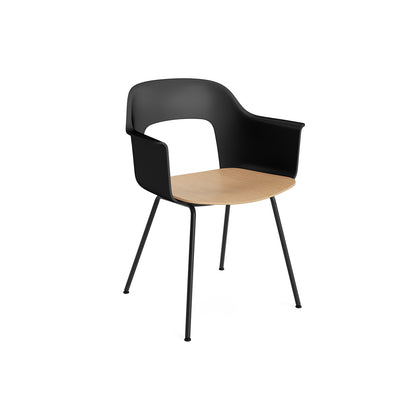 Layout Armchair 211 Metal Base by HAY - Black Steel Base / Black / Oak