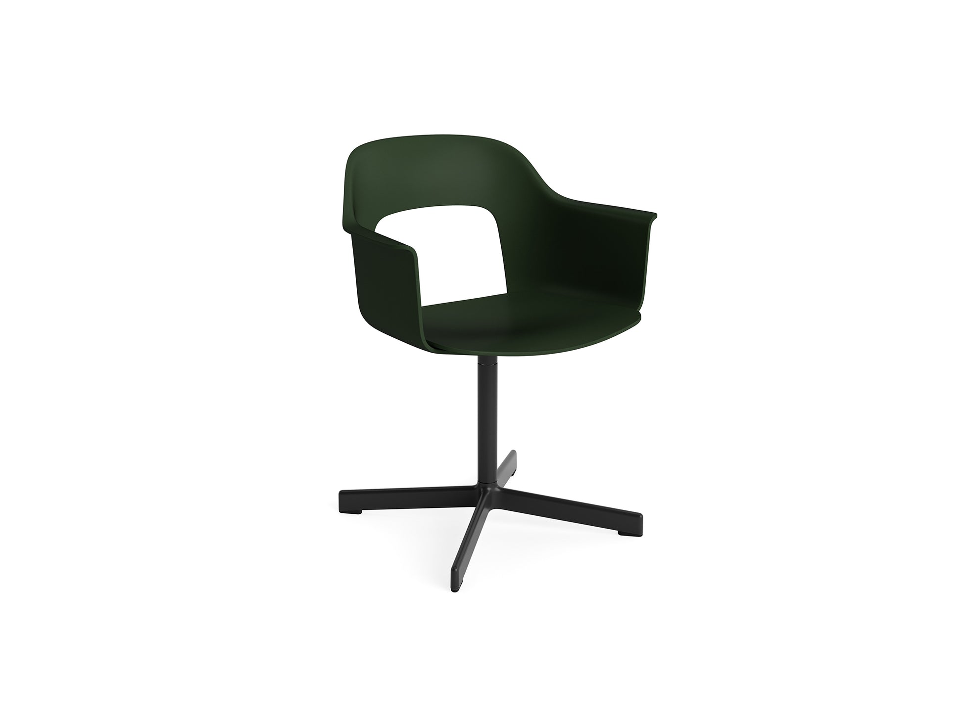 Layout Armchair 231 Swivel Base by HAY - Black Aluminium Base / Bottle Green 