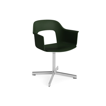 Layout Armchair 231 Swivel Base by HAY - Polished Aluminium Base / Bottle Green