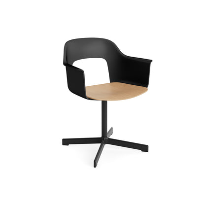 Layout Armchair 232 Swivel Base by HAY - Black Aluminium Base / Black / Oak