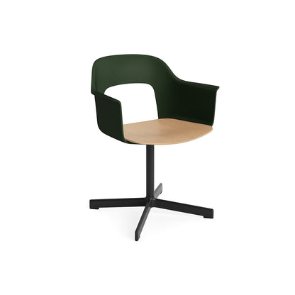 Layout Armchair 232 Swivel Base by HAY - Black Aluminium Base / Bottle Green / Oak