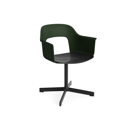 Layout Armchair 232 Swivel Base by HAY - Black Aluminium Base / Bottle Green / Black Oak