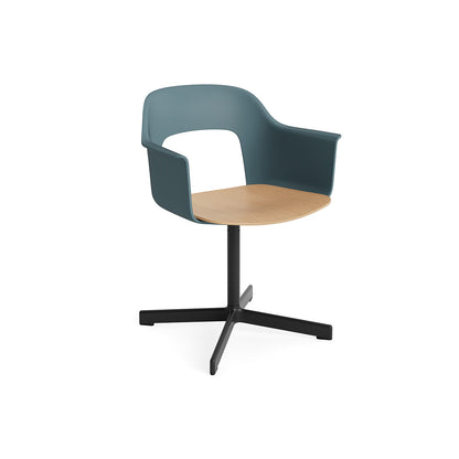 Layout Armchair 232 Swivel Base by HAY - Black Aluminium Base / Ocean / Oak