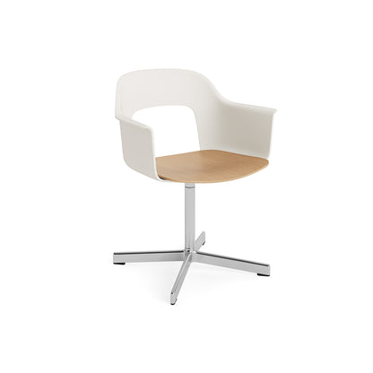 Layout Armchair 232 Swivel Base by HAY - Polished Aluminium Base / Cream White / Oak