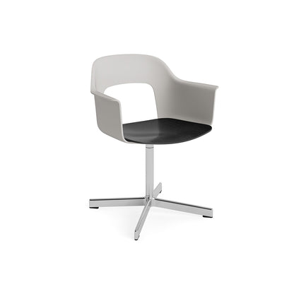 Layout Armchair 232 Swivel Base by HAY - Polished Aluminium Base / Sky Grey / Black Oak