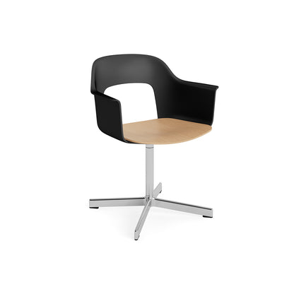 Layout Armchair 232 Swivel Base by HAY - Polished Aluminium Base / Black / Oak