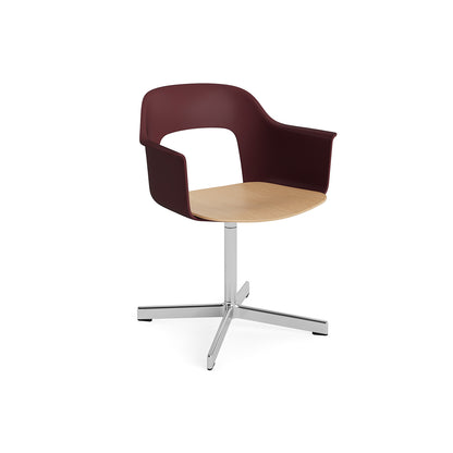 Layout Armchair 232 Swivel Base by HAY - Polished Aluminium Base / Bordeaux / Oak