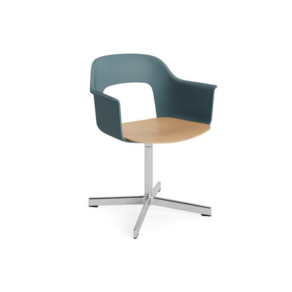 Layout Armchair 232 Swivel Base by HAY - Polished Aluminium Base / Ocean / Oak