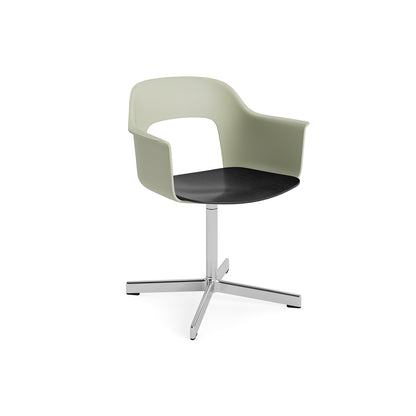 Layout Armchair 232 Swivel Base by HAY - Polished Aluminium Base / Pastel Green / Black Oak