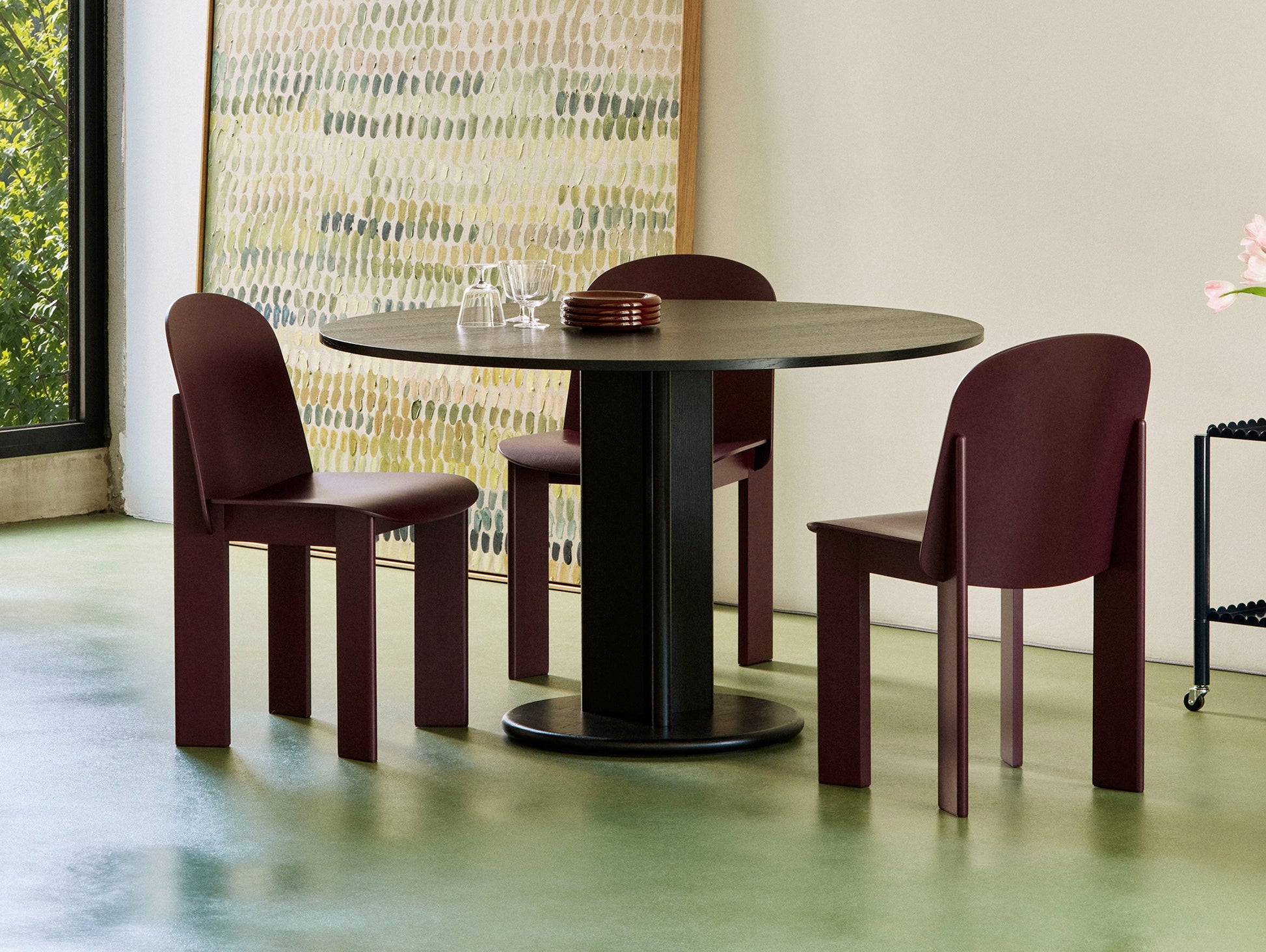 Chisel 65 Chair by HAY - Dark Bordeaux Lacquered Oak