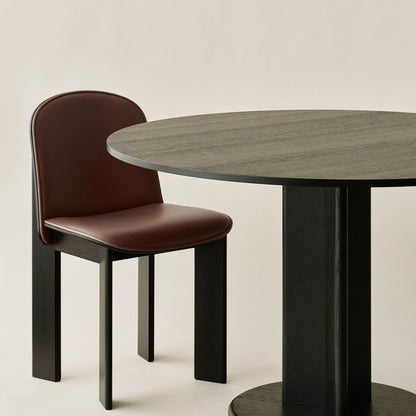 Chisel 65 Chair Front Upholstery by HAY  - Black Lacquered Oak / Chocolate Grano Leather