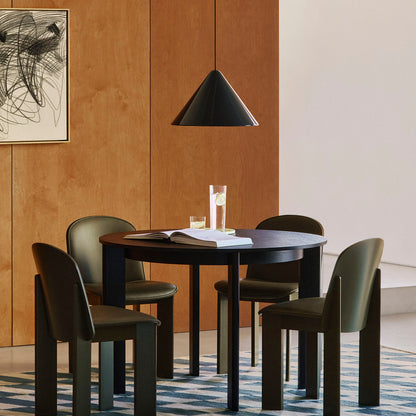 Chisel 65 Chair Front Upholstery by HAY  - Green Umber Lacquered Beech / Forest Sense Leather