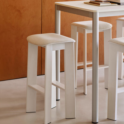 Chisel 30 Bar Stool Seat Upholstery by HAY - Cream White Lacquered Beech / Mode 011