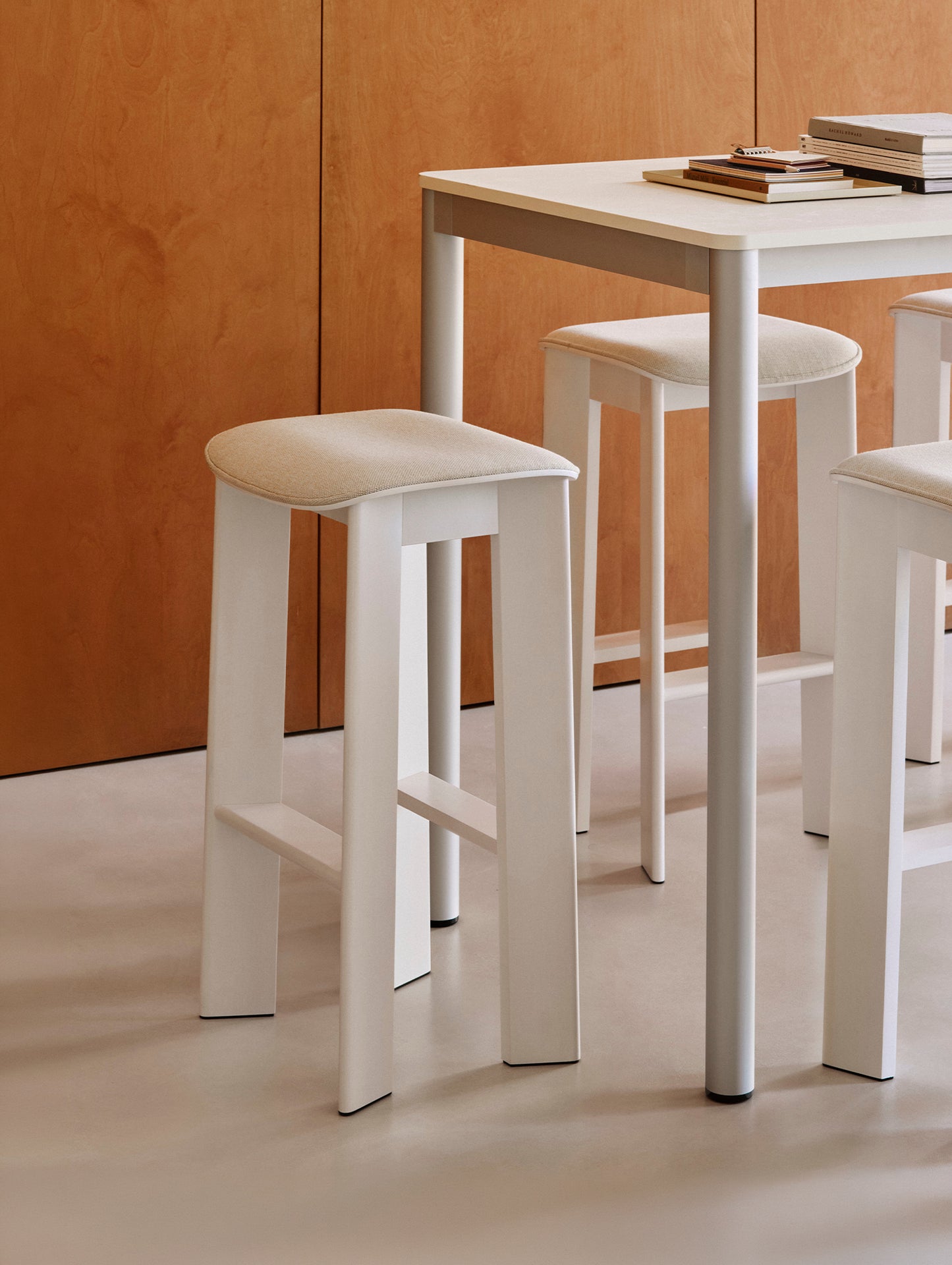 Chisel 30 Bar Stool Seat Upholstery by HAY - Cream White Lacquered Beech / Mode 011