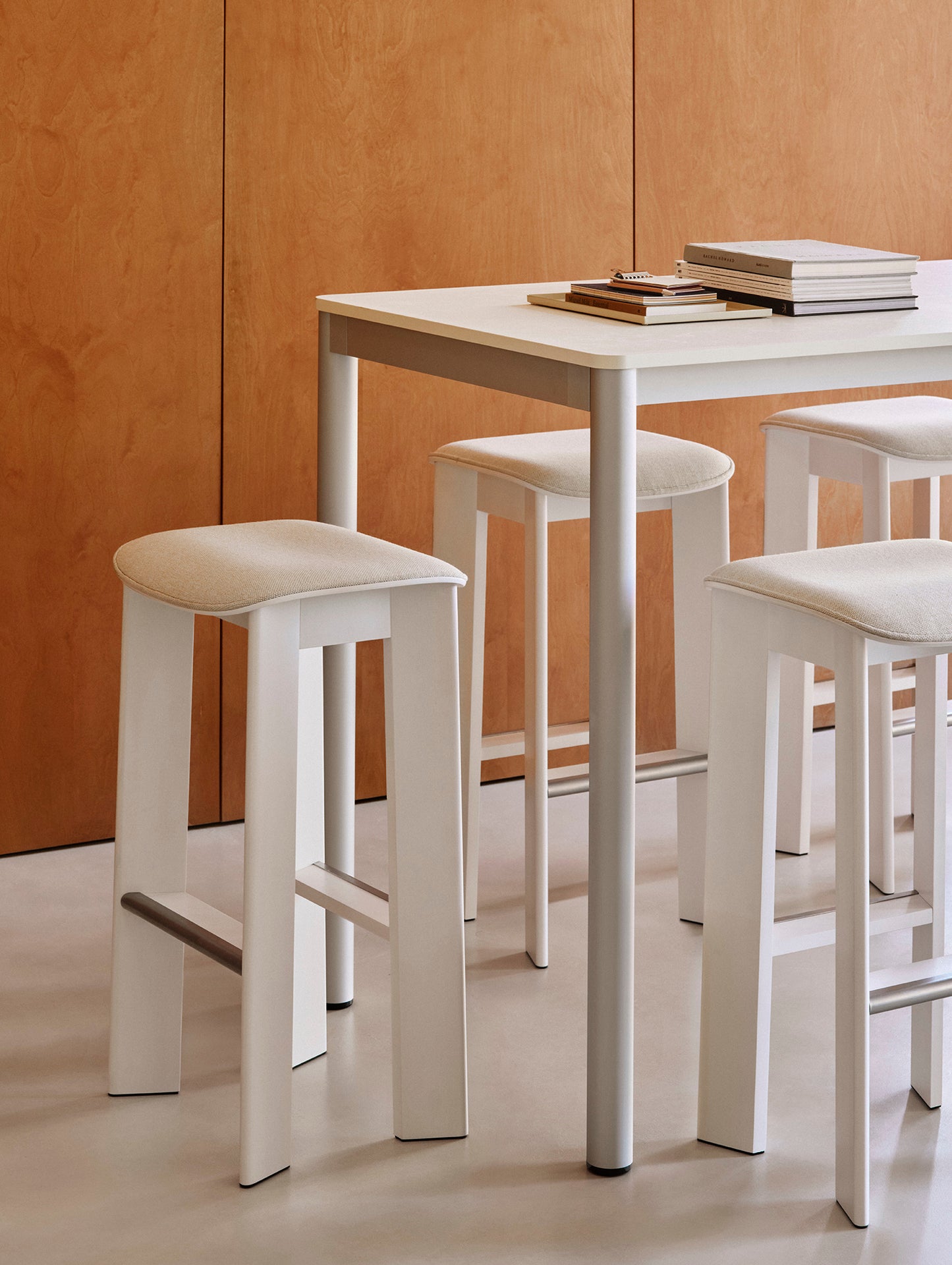 Chisel 30 Bar Stool Seat Upholstery by HAY - Cream White Lacquered Beech / Mode 011