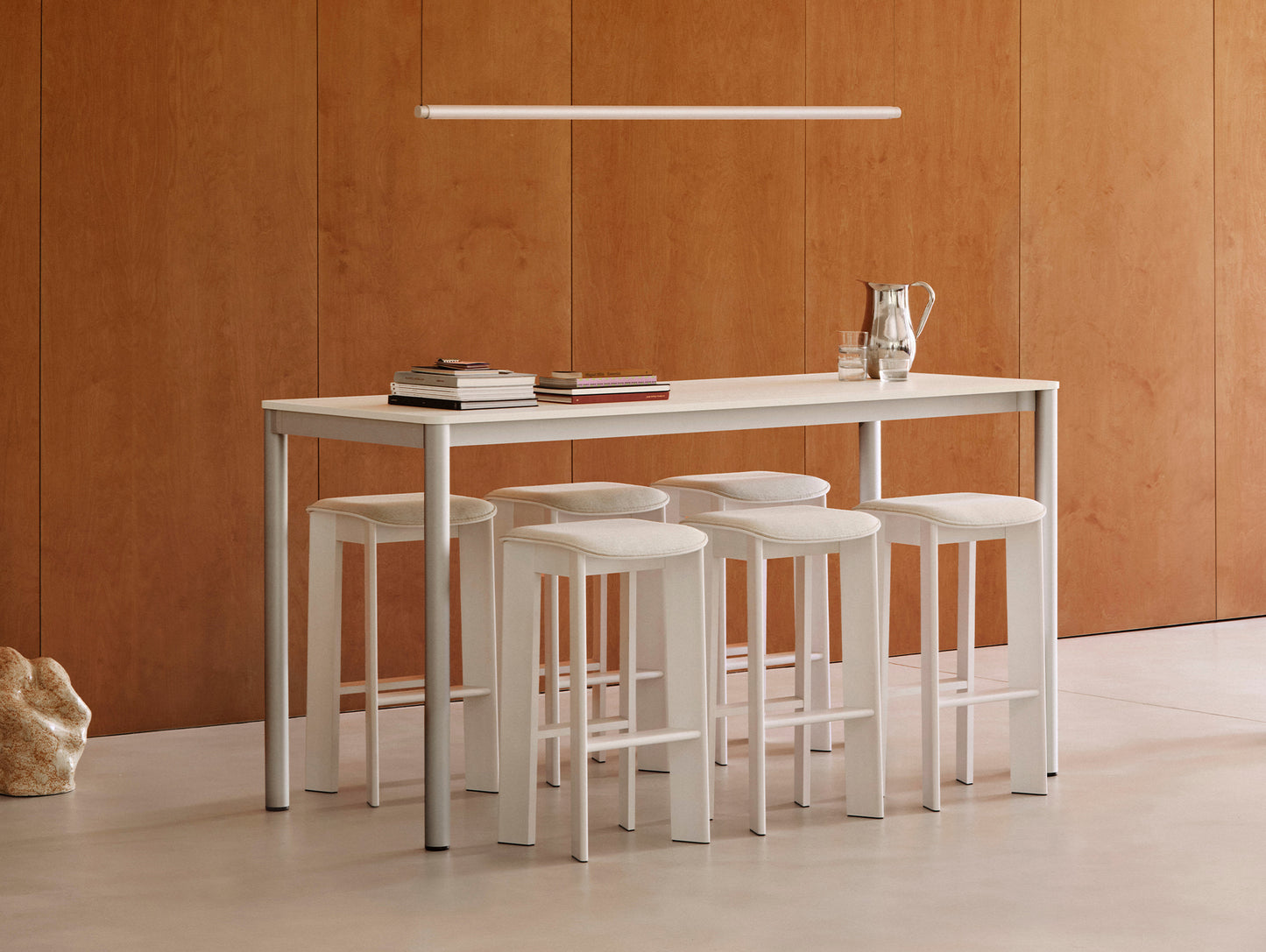 Chisel 30 Bar Stool Seat Upholstery by HAY - Cream White Lacquered Beech / Mode 011