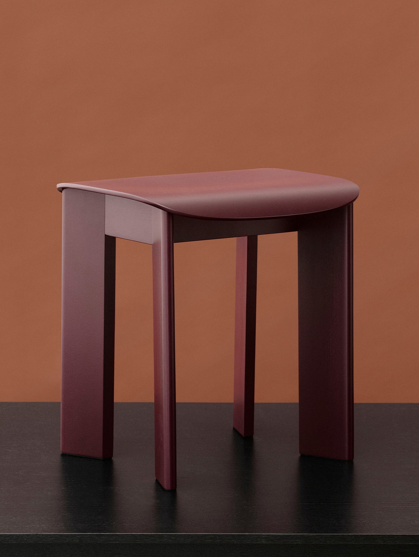 Chisel 10 Stool by HAY - Dark Bordeaux Lacquered Beech