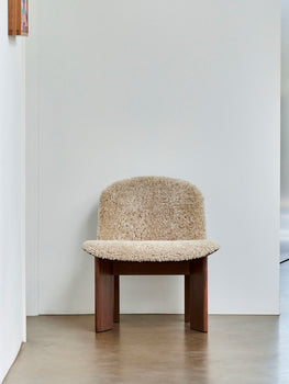 Chisel Lounge Chair (Front Upholstery) by HAY - Lacquered Walnut / Mohawi Sheepskin 21