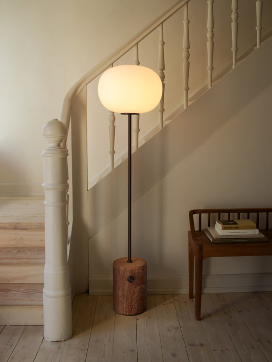 JWDA Floor Lamp by Audo Copenhagen - Red Travertine Base / Bronzed Brass Stem
