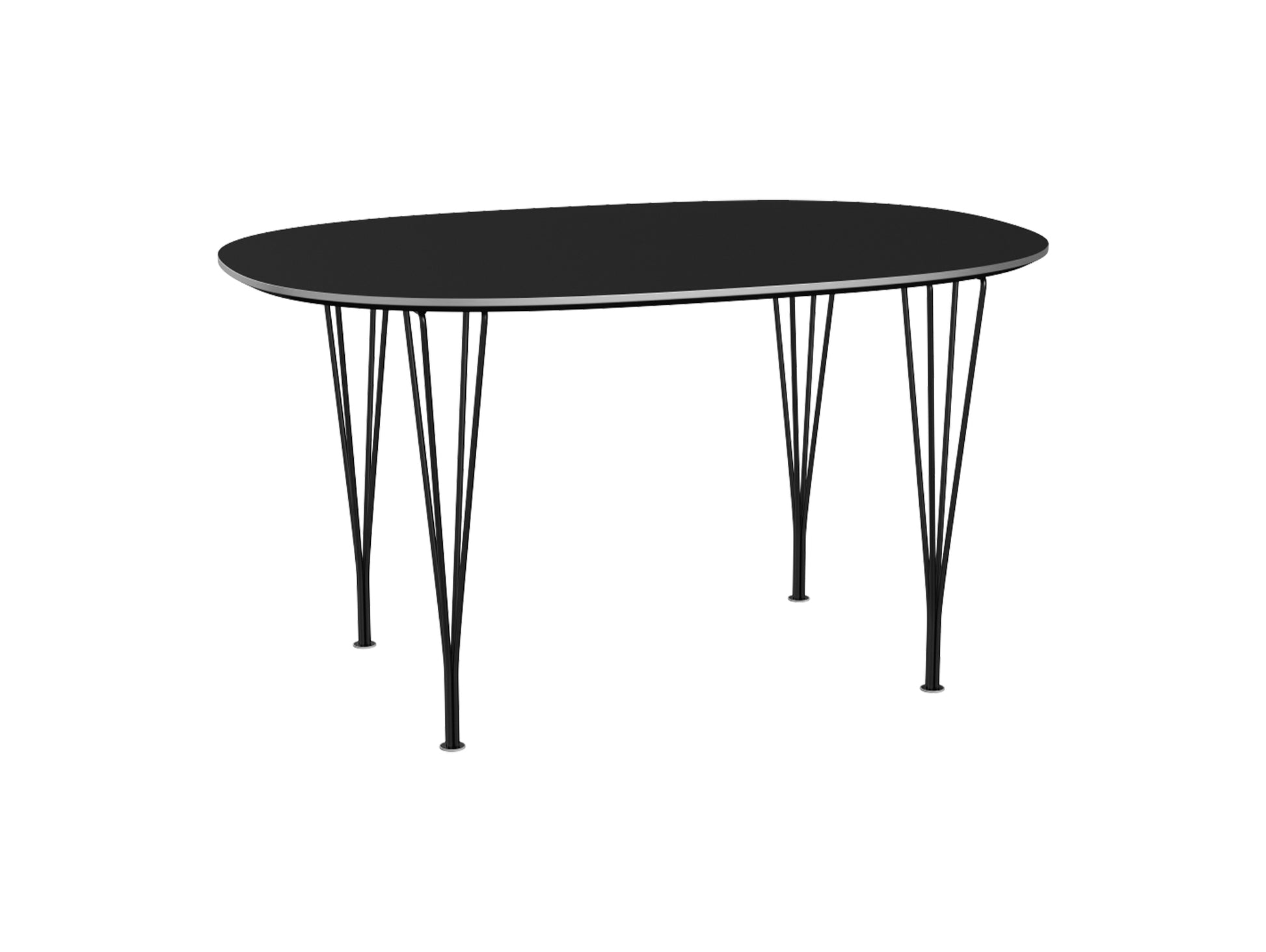 Superellipse Dining Table by Fritz Hansen - B611 / Black Laminate Tabletop / Black Steel Base