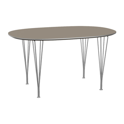 Superellipse Dining Table by Fritz Hansen - B611 / Brown Ottawa Laminate Tabletop / Chromed Steel Base