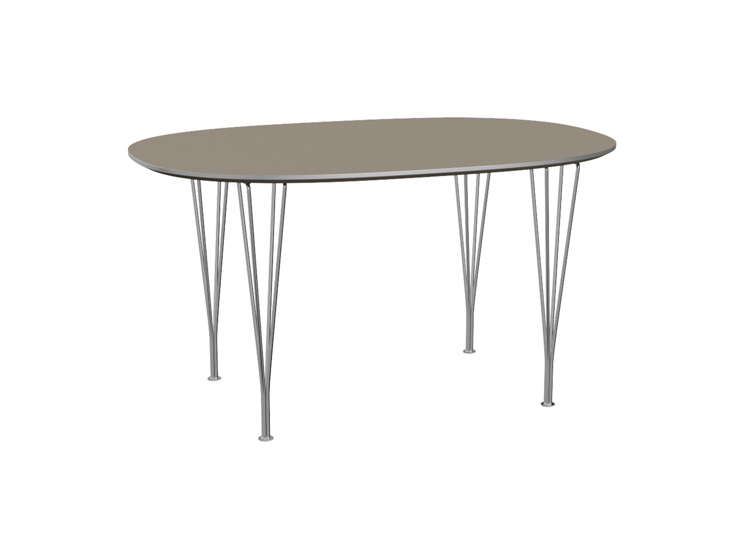 Superellipse Dining Table by Fritz Hansen - B611 / Brown Ottawa Laminate Tabletop / Chromed Steel Base