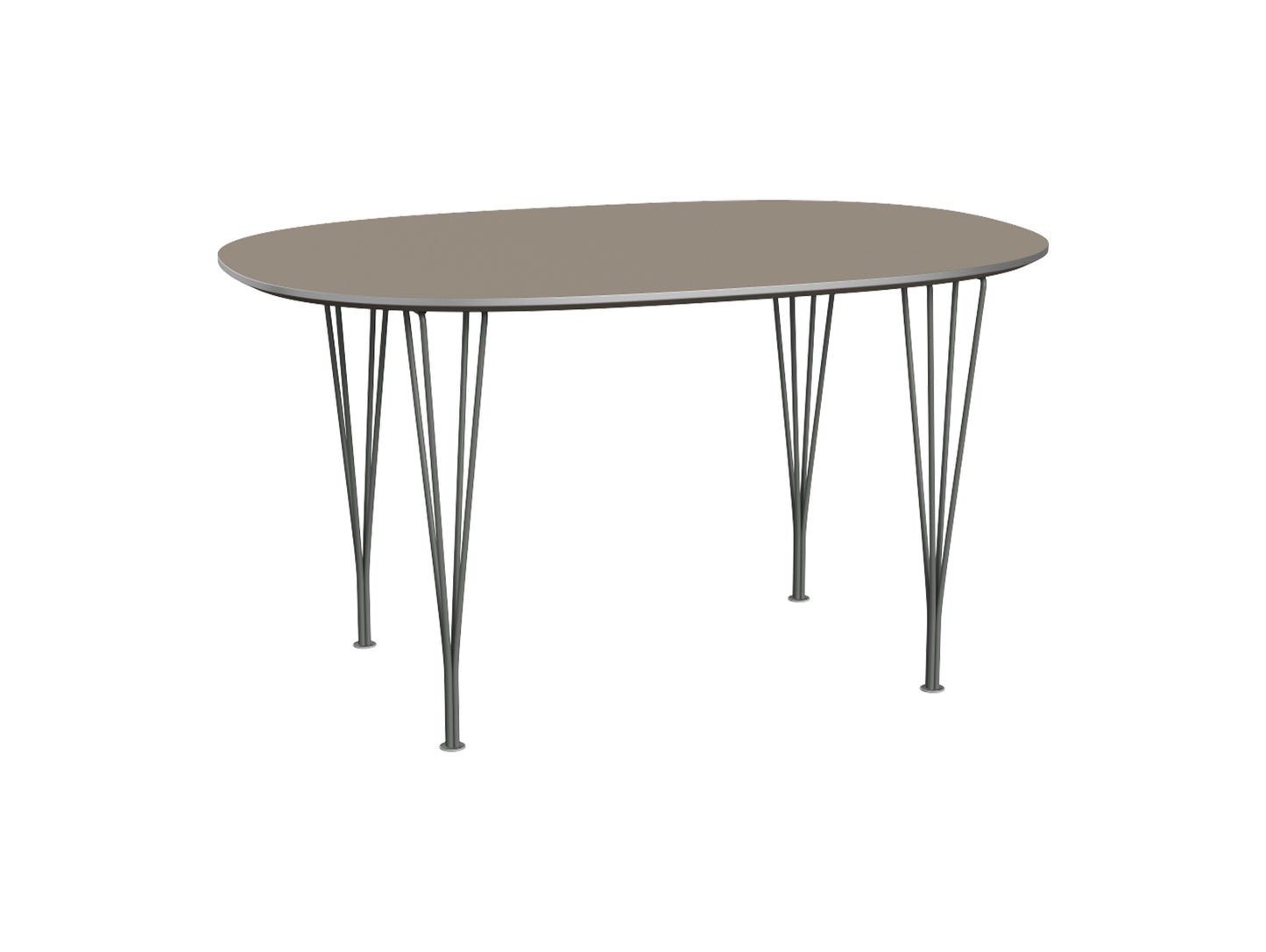 Superellipse Dining Table by Fritz Hansen - B611 / Brown Ottawa Laminate Tabletop / Silver Grey Steel Base