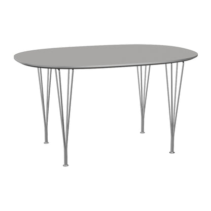 Superellipse Dining Table by Fritz Hansen - B611 / Grey Efeso Laminate Tabletop / Chromed Steel Base