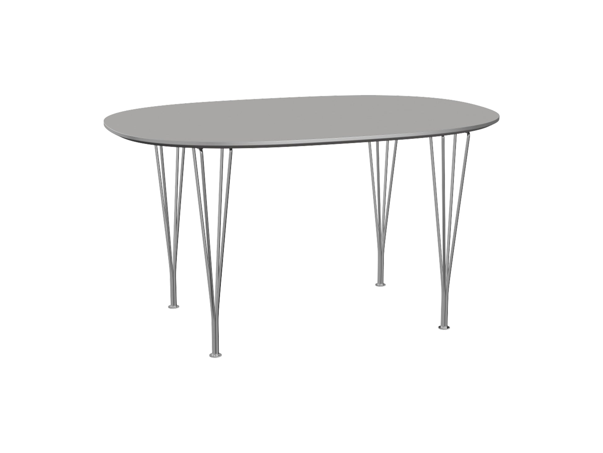 Superellipse Dining Table by Fritz Hansen - B611 / Grey Efeso Laminate Tabletop / Chromed Steel Base