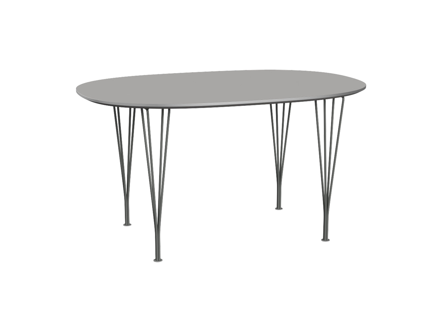 Superellipse Dining Table by Fritz Hansen - B611 / Grey Efeso Laminate Tabletop / Silver Grey Steel Base