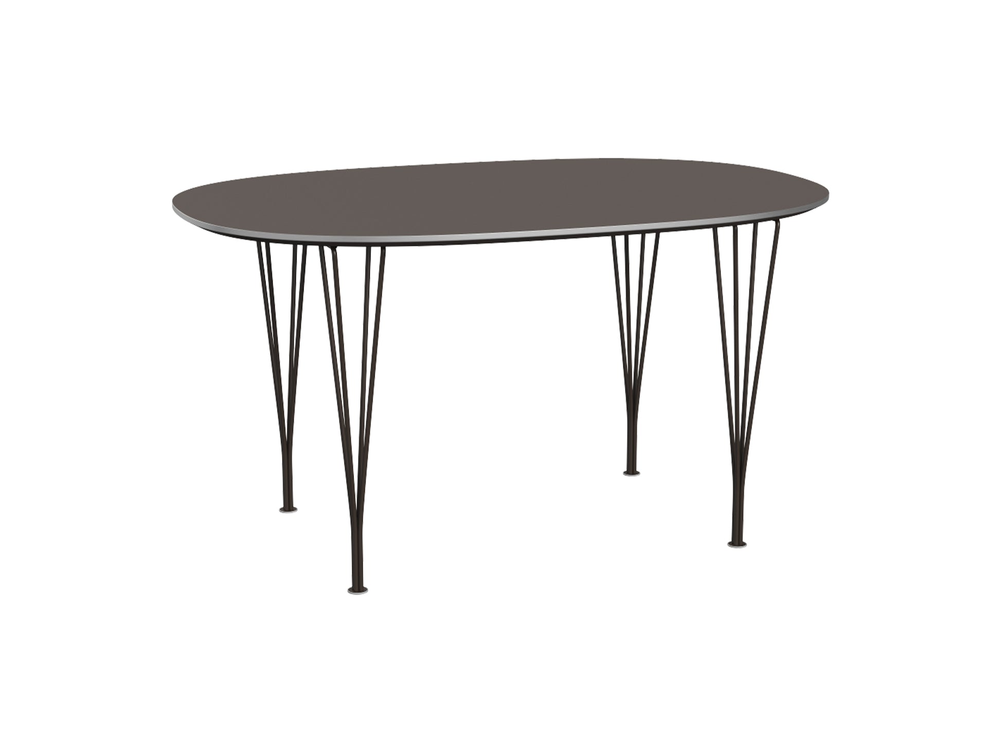 Superellipse Dining Table by Fritz Hansen - B611 / Grey Laminate Tabletop / Brown Bronze Steel Base