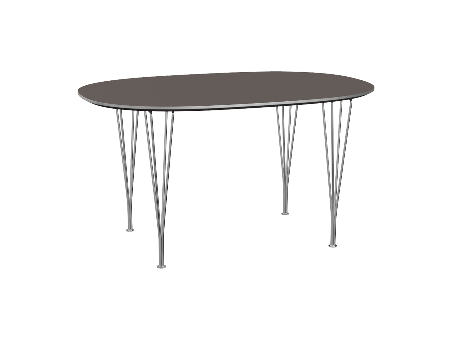 Superellipse Dining Table by Fritz Hansen - B611 / Grey Laminate Tabletop / Chromed Steel Base