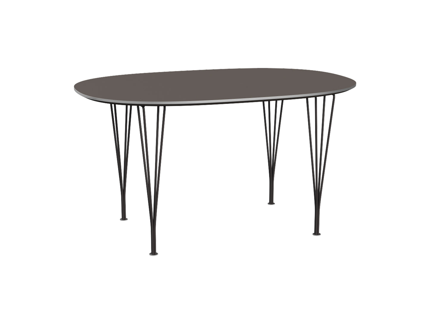 Superellipse Dining Table by Fritz Hansen - B611 / Grey Laminate Tabletop / Warm Graphite Steel Base