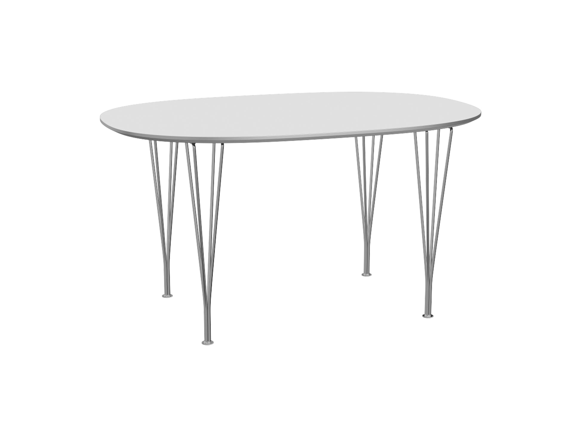 Superellipse Dining Table by Fritz Hansen - B611 / White Laminate Tabletop / Chromed Steel Base