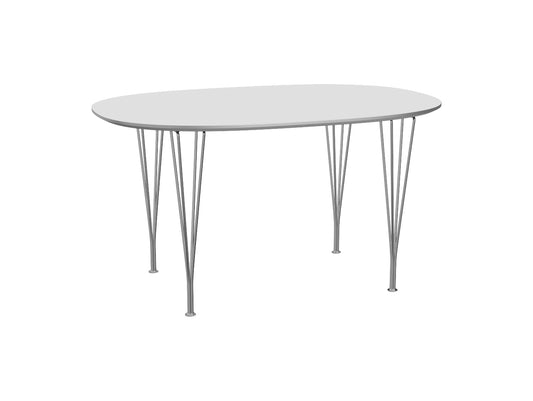 Superellipse Dining Table by Fritz Hansen - B611 / White Laminate Tabletop / Chromed Steel Base