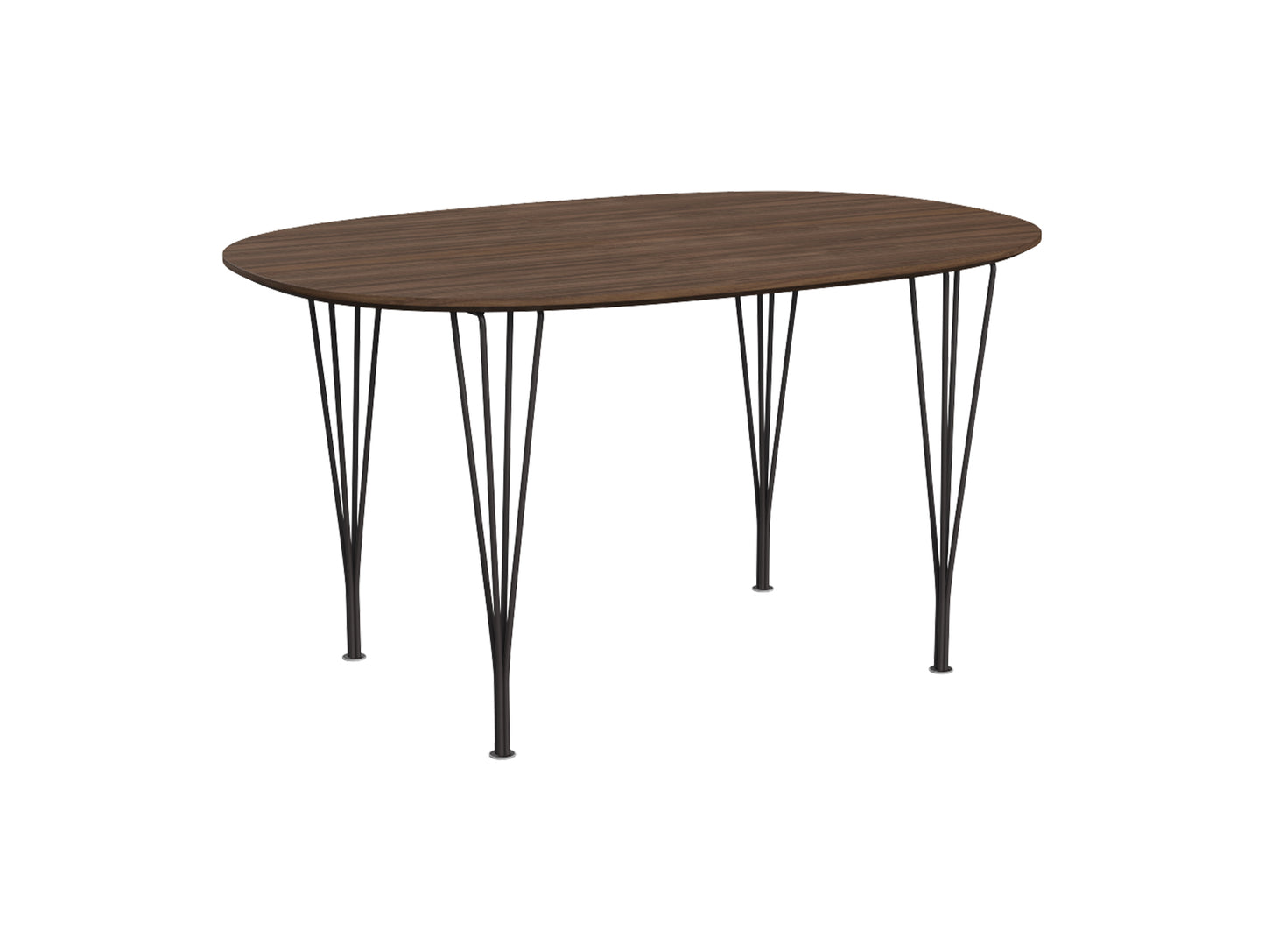 Superellipse Dining Table by Fritz Hansen - B611 / Lacquered Walnut Veneer Tabletop / Warm Graphite Steel Base