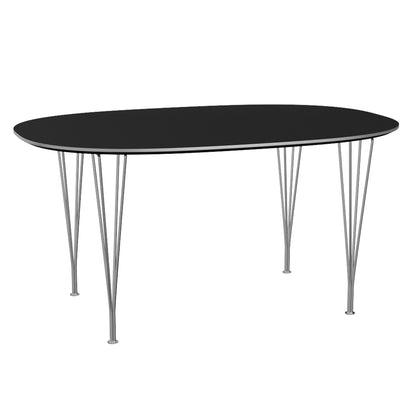 Superellipse Dining Table by Fritz Hansen - B612 / Black Laminate Tabletop / Chromed Steel Base