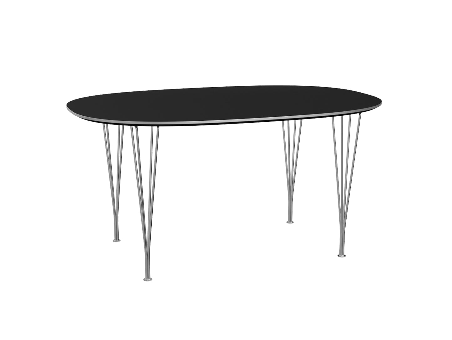 Superellipse Dining Table by Fritz Hansen - B612 / Black Laminate Tabletop / Chromed Steel Base