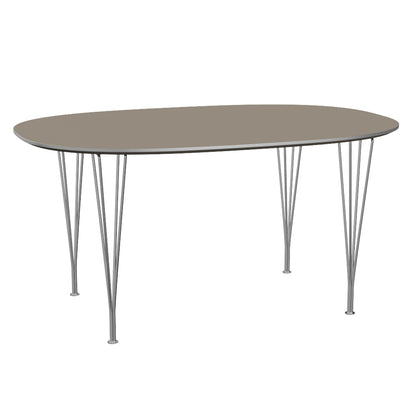 Superellipse Dining Table by Fritz Hansen - B612 / Brown Ottawa Laminate Tabletop / Chromed Steel Base