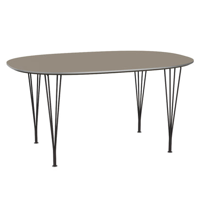 Superellipse Dining Table by Fritz Hansen - B612 / Brown Ottawa Laminate Tabletop / Warm Graphite Steel Base