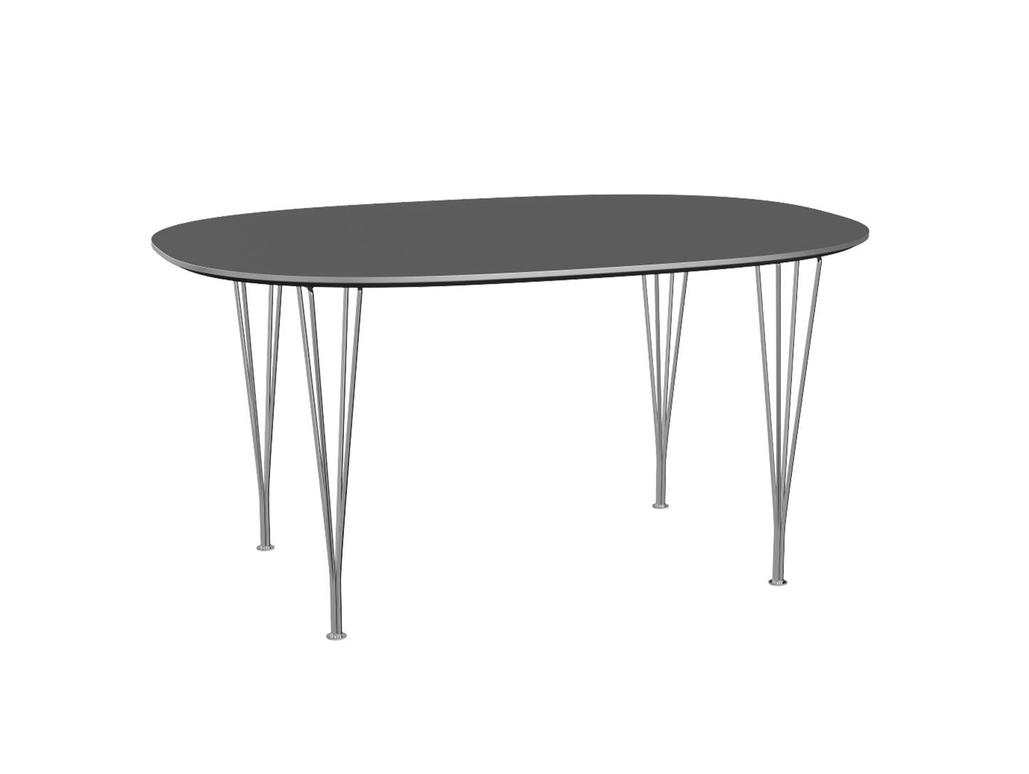 Superellipse Dining Table by Fritz Hansen - B612 / Grey Bromo Laminate Tabletop / Chromed Steel Base