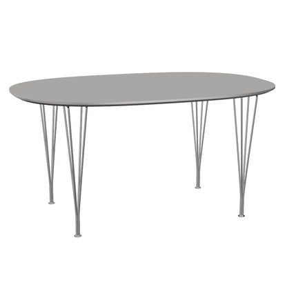 Superellipse Dining Table by Fritz Hansen - B612 / Grey Efeso Laminate Tabletop / Chromed Steel Base