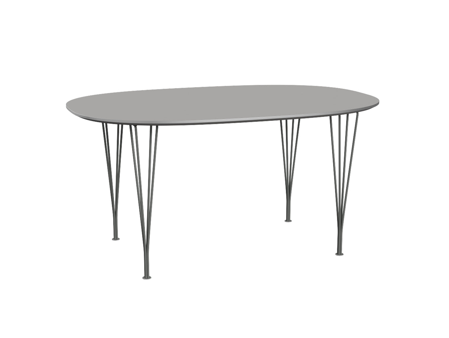 Superellipse Dining Table by Fritz Hansen - B612 / Grey Efeso Laminate Tabletop / Silver Grey Steel Base