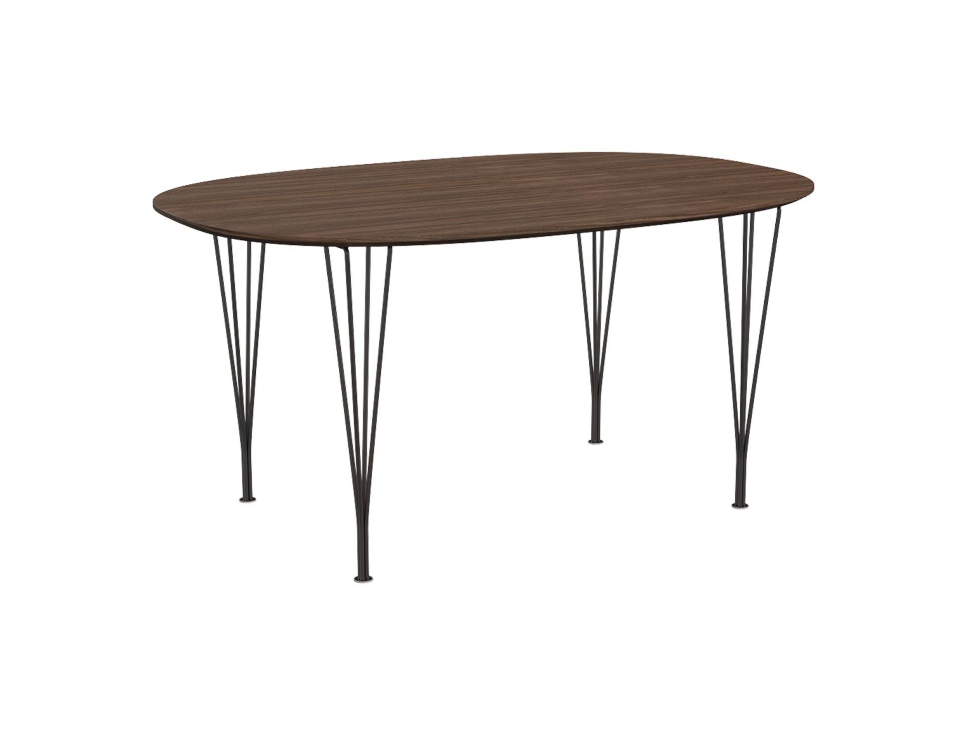 Superellipse Dining Table by Fritz Hansen - B612 / Lacquered Walnut Veneer Tabletop / Brown Bronze Steel Base