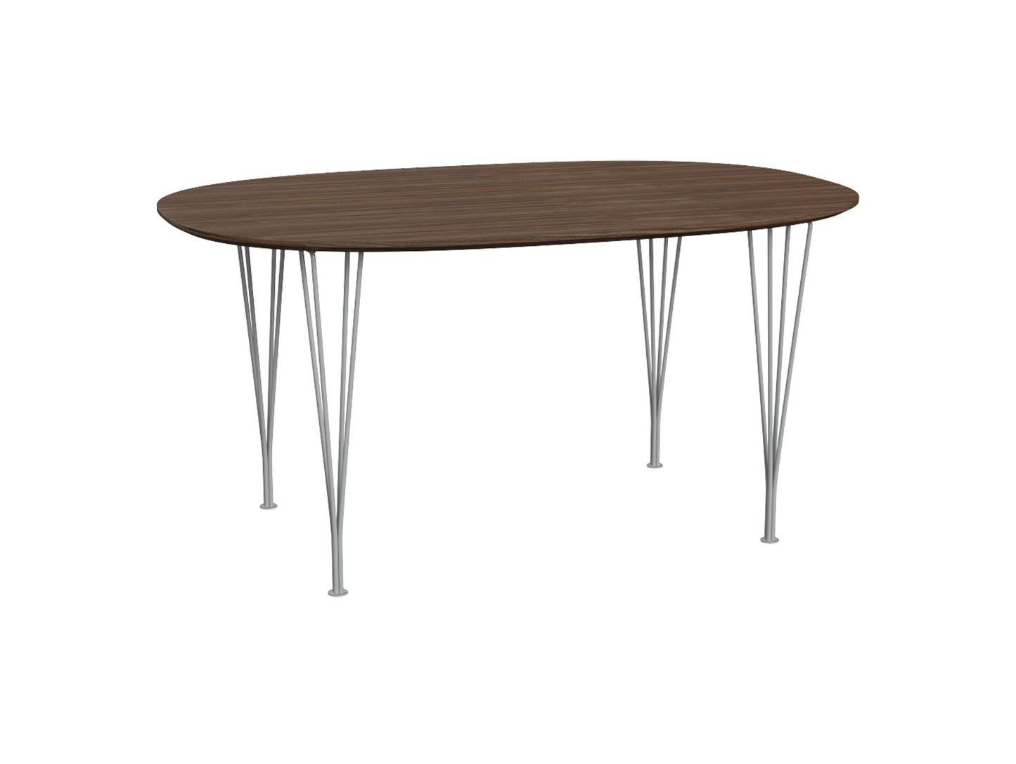 Superellipse Dining Table by Fritz Hansen - B612 / Lacquered Walnut Veneer Tabletop / Nine Grey Steel Base