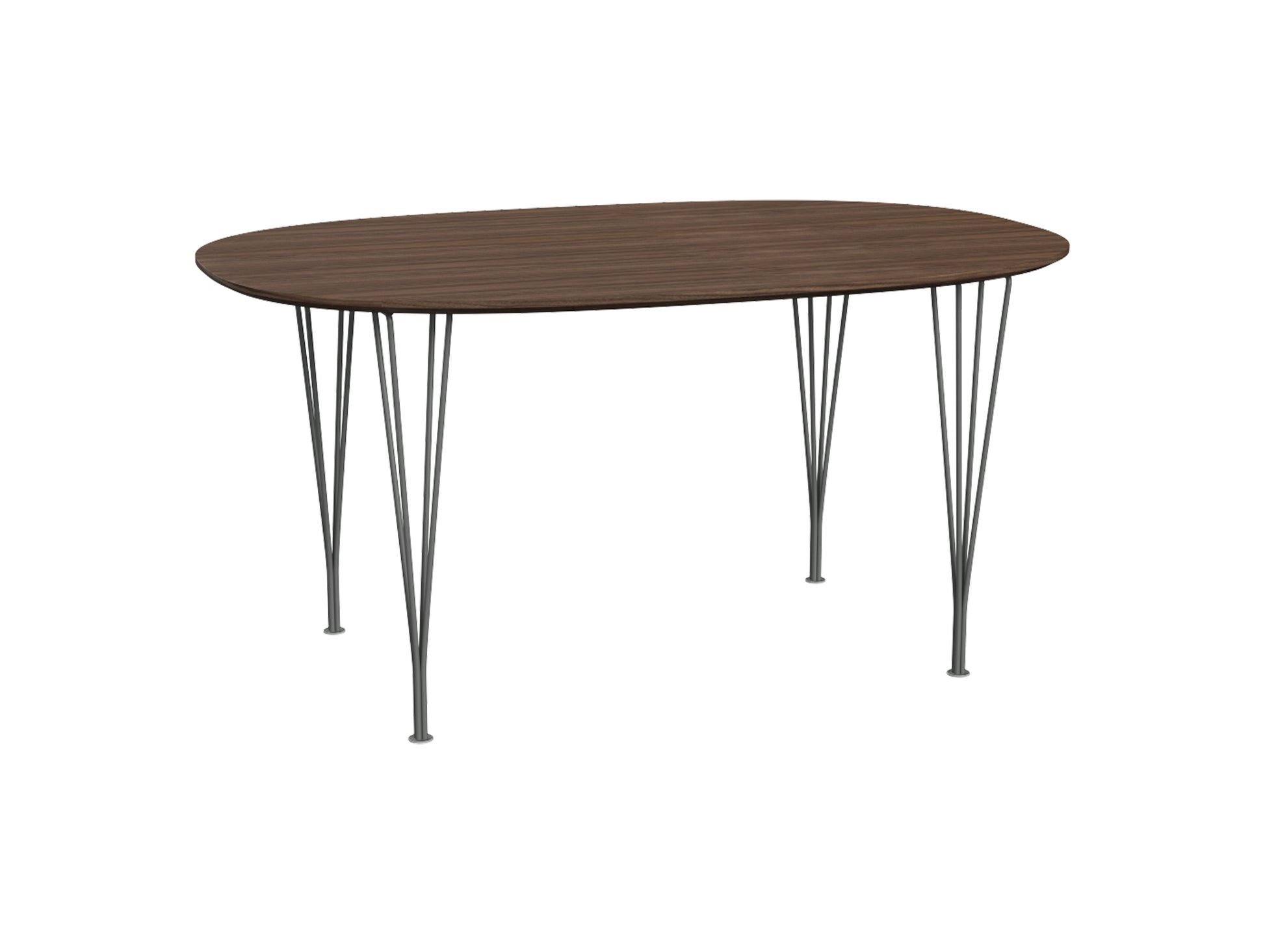 Superellipse Dining Table by Fritz Hansen - B612 / Lacquered Walnut Veneer Tabletop / Silver Grey Steel Base