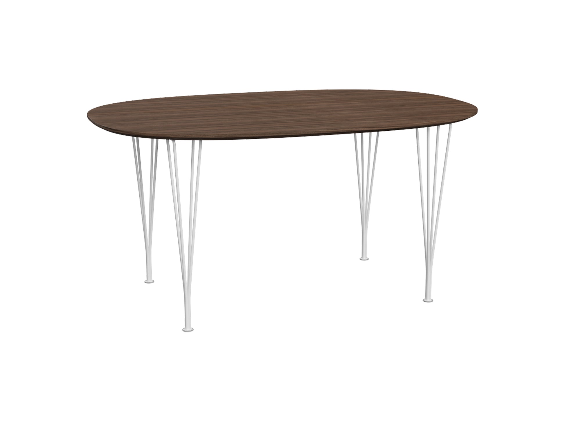 Superellipse Dining Table by Fritz Hansen - B612 / Lacquered Walnut Veneer Tabletop / White Steel Base